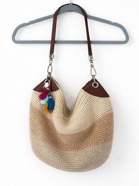 The Sak Collective Crochet Hobo Bag Boho Tassel Shoulder Purse